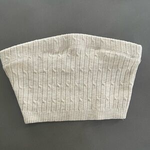 Briavia Cream Cable Knit Bandeau Tube Top Small